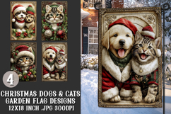 Christmas Garden Flag, Christmas Dog Cat Garden Flags, s1 Product Image 1