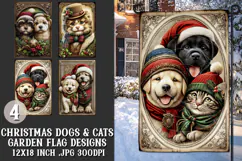 Christmas Garden Flag, Christmas Dog Cat Garden Flags, s5 Product Image 1