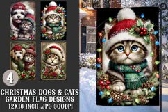 Christmas Garden Flag, Christmas Dog Cat Garden Flags, s3 Product Image 1