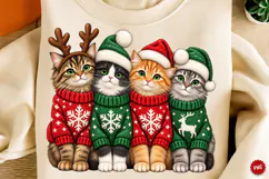 Christmas Cats PNG, Holiday Cat Crew Sublimation Design Product Image 1