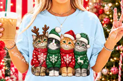 Christmas Cats PNG, Holiday Cat Crew Sublimation Design Product Image 2