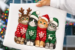Christmas Cats PNG, Holiday Cat Crew Sublimation Design Product Image 4