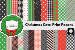 Christmas Cats Print Papers for Cricut, Digital Scrapbooking Product Image 1