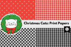 Christmas Cats Print Papers for Cricut, Digital Scrapbooking Product Image 3