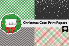 Christmas Cats Print Papers for Cricut, Digital Scrapbooking Product Image 4
