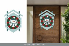 Snowman and Wreath on The Board Door Decoration Product Image 1