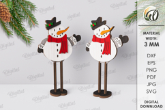 3D Christmas Characters Lasercut. Snowman SVG Product Image 1