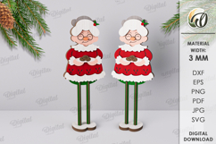 3D Christmas Characters Lasercut. Mrs. Claus SVG Product Image 1