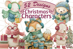 Christmas Characters PNG, Cut-Paper Collage Winter Animals Product Image 1