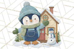 Christmas Characters PNG, Cut-Paper Collage Winter Animals Product Image 4