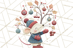 Christmas Characters PNG, Cut-Paper Collage Winter Animals Product Image 5