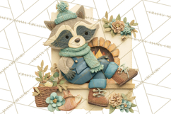 Christmas Characters PNG, Cut-Paper Collage Winter Animals Product Image 2