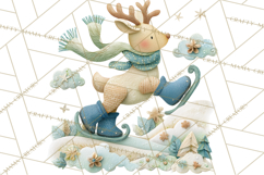 Christmas Characters PNG, Cut-Paper Collage Winter Animals Product Image 4