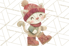 Christmas Characters PNG, Cut-Paper Collage Winter Animals Product Image 5