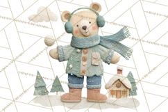 Christmas Characters PNG, Cut-Paper Collage Winter Animals Product Image 4