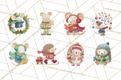 Christmas Characters PNG, Cut-Paper Collage Winter Animals Product Image 5
