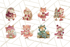Christmas Characters PNG, Cut-Paper Collage Winter Animals Product Image 3