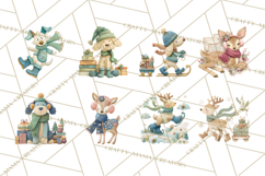 Christmas Characters PNG, Cut-Paper Collage Winter Animals Product Image 6