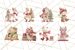 Christmas Characters PNG, Cut-Paper Collage Winter Animals Product Image 4