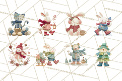 Christmas Characters PNG, Cut-Paper Collage Winter Animals Product Image 2