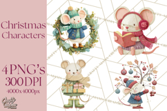 Christmas Characters PNG, Cut-Paper Collage Winter Animals Product Image 1