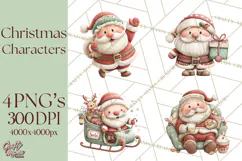Christmas Characters Clipart PNG Cute Holiday, Santa Png Product Image 1