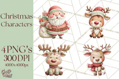 Christmas Characters Clipart PNG Cute Holiday, Santa Png Product Image 1