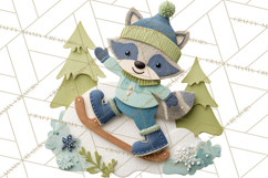 Christmas Characters PNG, Cut-Paper Collage Winter Animals Product Image 3