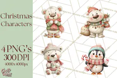 Christmas Characters Clipart PNG Cute Holiday, Santa Png Product Image 1
