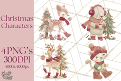 Christmas Characters PNG, Cut-Paper Collage Winter Animals Product Image 1