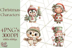 Christmas Characters Clipart PNG Cute Holiday, Santa Png Product Image 1