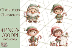 Christmas Characters Clipart PNG Cute Holiday, Santa Png Product Image 1