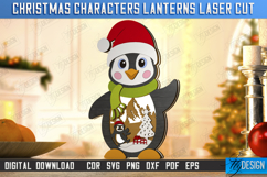 Christmas Lantern Laser Cut | Penguin | Tabletop Statuette Product Image 1