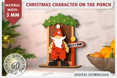 3D Christmas Gnome on the Porch Laser Cut. Christmas Decor Product Image 1