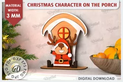 3D Christmas Deer on the Porch Laser Cut. Christmas Decor Product Image 1