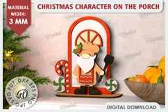 3D Christmas Gnome on the Porch Laser Cut. Christmas Decor Product Image 1