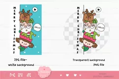 Cute Santa elf and reindeer Kawaii Christmas clipart xmas Product Image 2