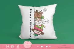 Cute Santa elf and reindeer Kawaii Christmas clipart xmas Product Image 4