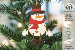 Christmas Character Tree Ornament Laser Cut. Snowman SVG Product Image 1