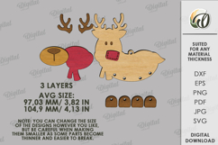 Christmas Character Tree Ornament Laser Cut. Reindeer SVG Product Image 2