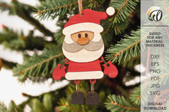 Christmas Character Tree Ornament Laser Cut. Santa CLaus SVG Product Image 1