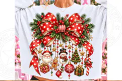 Christmas Charms Bow Red Polka Dot Santa & Snowman PNG Product Image 1