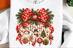 Christmas Charms Bow Red Polka Dot Santa & Snowman PNG Product Image 2
