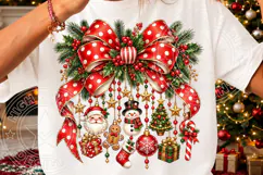 Christmas Charms Bow Red Polka Dot Santa & Snowman PNG Product Image 3