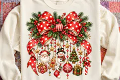 Christmas Charms Bow Red Polka Dot Santa & Snowman PNG Product Image 4
