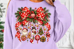 Christmas Charms Bow Red Polka Dot Santa & Snowman PNG Product Image 5