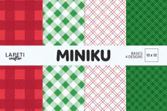 Christmas digital papers with festive red green and white check patterns