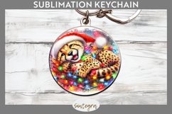 Christmas Cheetah v1 Entangled in Lights Round Keychain Subl Product Image 1