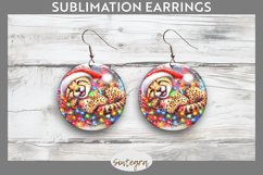 Christmas Cheetah v1 Entangled in Lights Round Earrings Subl Product Image 1