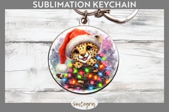 Christmas Cheetah v3 Entangled in Lights Round Keychain Subl Product Image 1